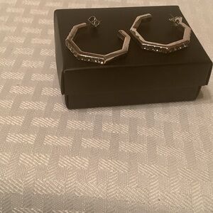 Elegant Silverstone Hoop Earrings with Rhinestones